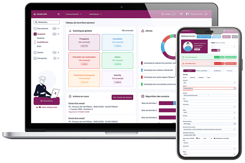OSCAR CRM Suite statistiques et saisie sur mobile