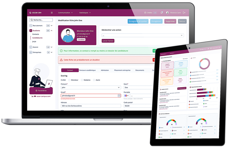 OSCAR CRM Suite statistiques et saisie sur mobile
